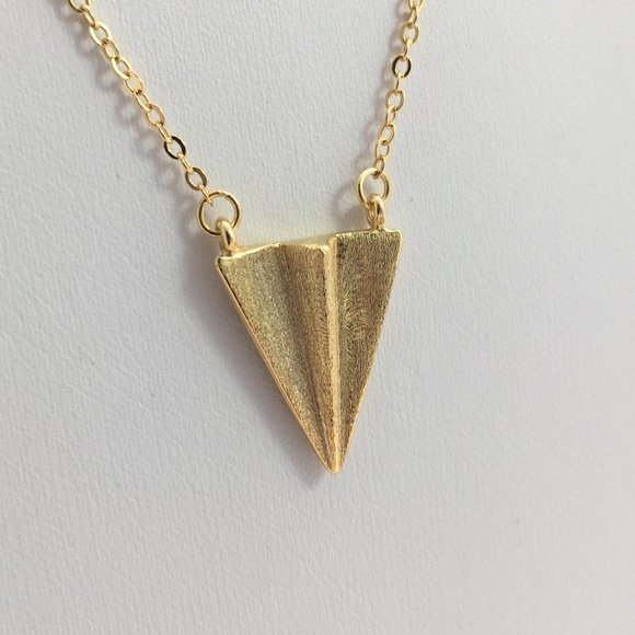 Jewelry - Paper plane airplane gold tone 925 necklace